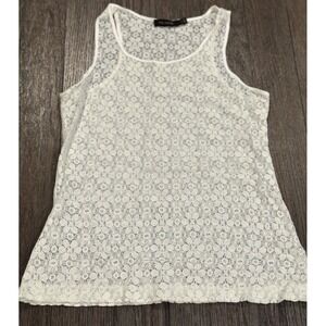 '90s Y2K The Limited Women's white Lace crochet tank‎ top sz S sheer fitted
